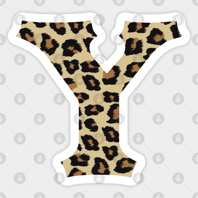 Letter Y Leopard Cheetah Monogram Initial Sticker by squeakyricardo